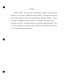 Monahan, John F.A Structured Bayesian Approach to Arma Time Series Models: Part II: Two Algorithms for Analysis of ARMA Time Series Models."