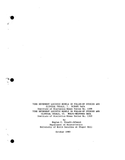 Elandt-Johnson, Regina C.; (1980)Time Dependent Logistic Models in Follow-up Studies and Clinical Trials, II. Multi-Response Data."
