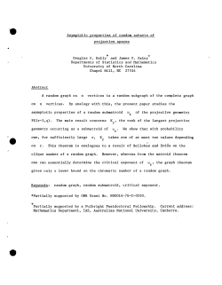 Kelley, D.G. and Oxley, J.GAsymptotic Properties of Random Subsets of Projective Spaces."