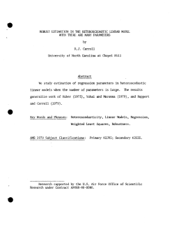Carroll, R.J.;Robust Estimation in the Heteroscedastic Linear Model When There Are Many Parameters."