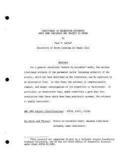 Gallo, Paul PConsistency of Regression Estimates When Some Variables are Subject to Error."