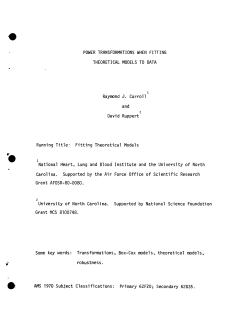 Carroll, Raymond J. and Ruppert, David.Power Transormations when Fitting Theoretical Models to Data."
