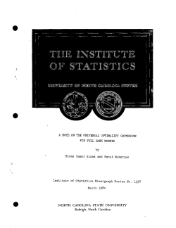 Sinha, B. K. and Mukerjee, R.; (1982)A Note on the Universal Optimality Criterion for Full Rank Models."
