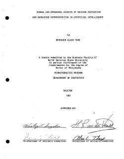 Tang, Dershuen A.; (1982)Verbal and Nonverbal Aspects of Machine Perception and Knowledge Representation in Artificial Intelligence."