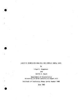 Chambless, Lloyd E. and Boyle, Kerrie E.; (1983).Logistic Regression Analysis for Complex Sample Data."