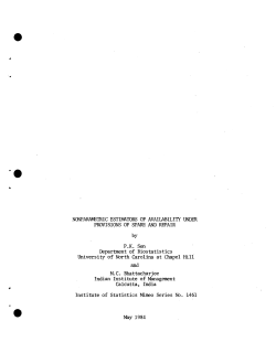 Sen, P.K. and Bhattacharjee, M.C.; (1984).Nonparametric Estimators of Availability Under Provisions of Spare and Repair."