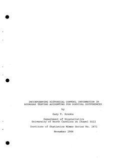 Brooks, Gary T.; (1984).Incorporating Historical Control Information in Bioassay Testing Accounting for Survival Differences."