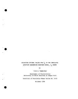 Kammerman, Lisa A.; (1984).Selecting Optimal Values for Pi_Y in the Unrelated Question Randomized Response Model, Pi_Y Known."
