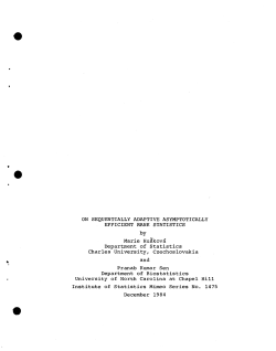 Huskova, Marie and Sen, Pranab Kumar; (1984)On Sequentially Adaptive Asymptotically Efficient Rank Statistics."