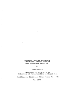 Rochon, James;(1985).Inference from teh Incomplete Longitudinal Design Under an ARMA Covariance Structure."