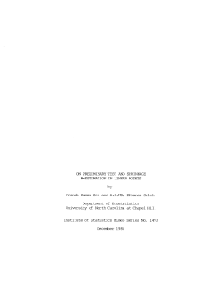 Sen, Pranab Kumar and Saleh, A.K.Md. Ehsanes; (1985).On Preliminary Test and Shrinkage M-Estimation in Linear Models."