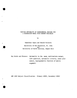 Gupta, Rameshwar and Richards, DonaldTesting Optimality of Experimental Designs for a RegressionModel with Random Variables."