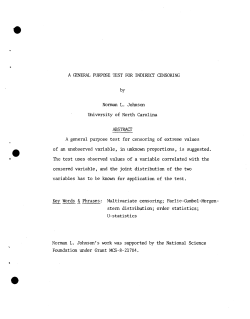 Johnson, Norman L.A Genereal Purpose Test for Indirect Censoring."