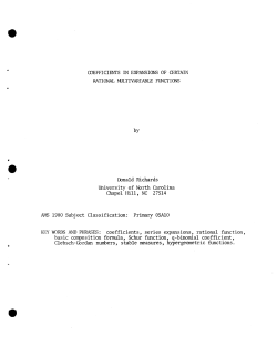 Richards, DonaldCoefficients in Expansions of Certain Rational Multivariable Functions."