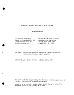 Hardle, WolfgangAsyptotic Maximal Deviation of M-Smoothers."