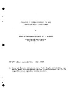 Hoekstra, Robert M. and Richards, Donald St. P.Evaluation of Norming Constants for Some Exponential Models on the Sphere."