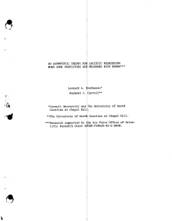 Stefanski, Leonard A. and Carroll, Raymond J.An Asymptotic Theory for Logistic Regression When Some Predictors are Measured with Error."
