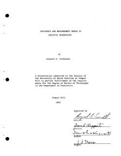 Stefanski, Leonard A.; (1983).Influence and Measurement Error in Logistic Regression."