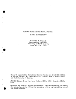 Richards, Donald St. P.Constant Regression Polynomials and the Wishart Distribution."