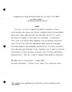 Simons, GordonA Comparison of Seven Allocataion Rules for a Clinical Trial Model."