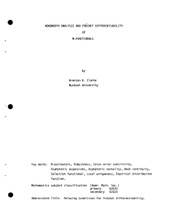 Clarke, Brenton R.Nonsmooth Analysis and Frechet Differentiability."