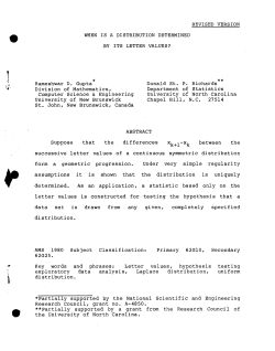 Gupta, Rameshwar D. and Richards, Donald St. P.When is a Distribution Determined by its Letter Value?"