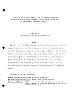 Carlstein, E.Asymptotic Multivariate Normality for the Subseries Values of a General Statistic from a Stationary Sequence--with Applications to Nonparametraic COonfidence Intervals."