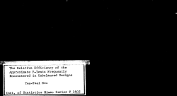 Hsu, Yea-Tsai.The Relative Efficiency of the Approximate F-Tests Frequently Encountered in Unbalanced Designs."