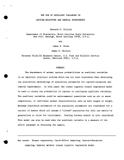 Pollock, K. H., Hines, J. E., and Nichols, J. D.The Use of Auxiliary Variables in Capture-Recapture and Removal Experiments."
