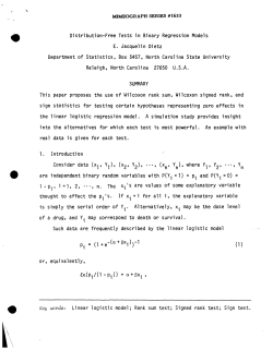 Dietz, E. Jacquelin.Distribution-Free Tests in Binary Regression Models."