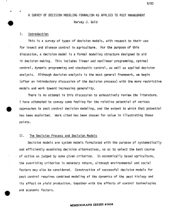 Gold, Harvey, J.; (1983)A Survey of Decision Modeling Formalism as Applied to Pest Management."