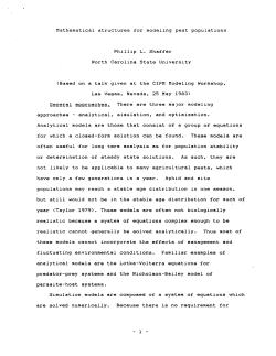 Shaffer, Phillip. Mathematical structures for modeling pest populations."