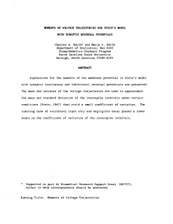 Smith, Charles E. and Smith, Marjo VMoments of voltage trajectories for Stein's model with synaptic reversal potentials."