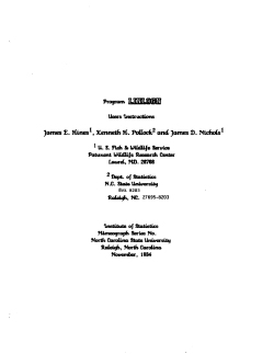 Hines, James E., Pollock, Kenneth and Nichols, James; (1984)Program Lincogn Users Instructions."