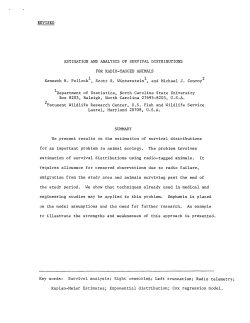 Pollock, K. H., Winterstein, Scott and Conroy, MichaelEstimation and analysis of survival distributions for radio-tagged animals."