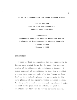 Rawlings, John O.; (1986)Desing of experiments for Controlled Exposure Studies."