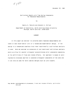 Pantula, Sastry G. and Pollock, K.; (1985Split-Block Models with Time Series Components for Repeated Measurements."