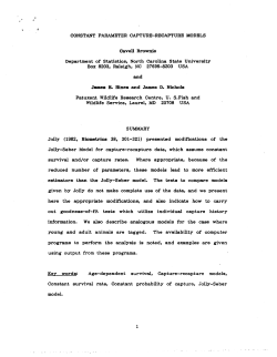 Brownie, Cavell, Hines, J. E. and Nichols, J. DConstant Parameter Capture-Recapture Models"