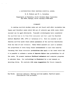 Pollock, K.H. and Cornelius, W.LA Distribution Free Nesting Survival Model"