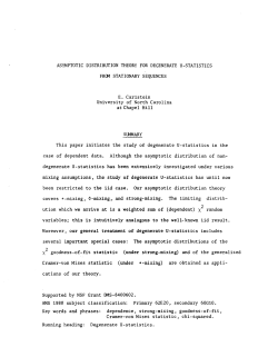 Carlstein, E.; (1986).Asymptotic Distribution THeory for Degenerate U-Statistics from Stationary Sequences."