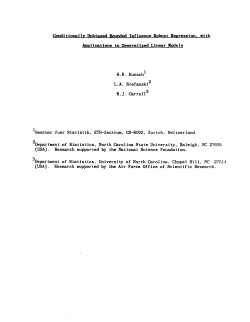 Kunsch, H.R., Stefanski, L.A. and Carroll, R.J.; (1987).Conditionally Unbiased Bounded Influence Rubust Regression, with Applications to Generalized Linear Models."
