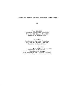 De Jongh, P.J., De Wet, T. and Welsh, A.HMallows-Type Bounded Influence Regression Trimmed Means"