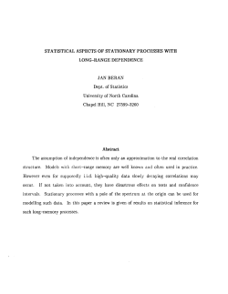 Beran, JaStatistical Aspects of Stationary Processes with Long-Range Dependence"