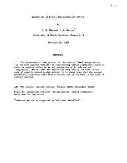 Chu, C.K. and Marron, J.S.; (1988*).Comparison of Kernel Regression Estimators."