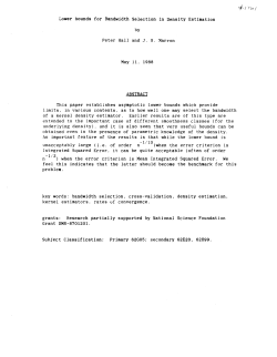 Hall, Peter and Marron, J.S.; (1988).Lower Bounds for Bandwidth Selection in Density Estimation."