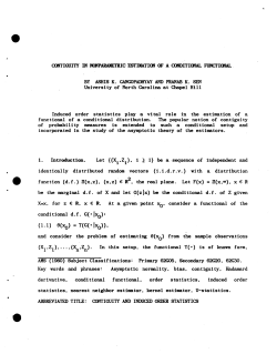 Gangopadhyay, Ashis K. and Sen, Pranab K.; (1988).Contiguity in Nonparametric Estimation of a Conditional Functional."