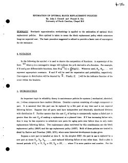 Crowell, John I. and Sen, Pranab KEstimation of Optimal Block Replacement Policies"