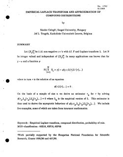 Csorgo, Sandor and Teugels, Jef L.; (1989).Empirical Laplace Transform and Approximation of Compound Distributions."