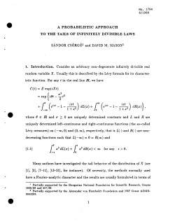 Csorgo, Sandor and Mason, David M.; (1989).A Probabilistic Approach to the Tails of Infinitely Divisible Laws."