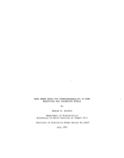 Jerdack, George R.; (1987). Rank Order Tests for Interchangeability in Some Restricted and Incomplete Models."